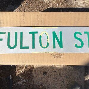 Vintage Metal Street Sign - Fulton St - 24" x 6" - Double Sided Sign - Neat